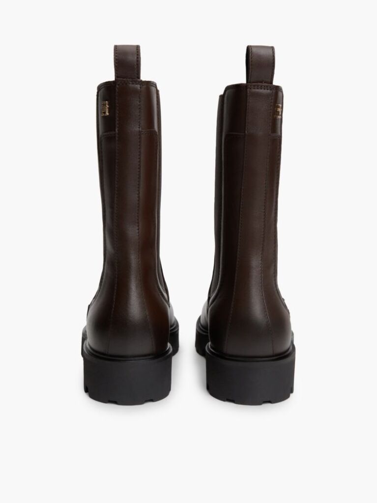 Brown Leather Cleat High Chelsea Boots  Women