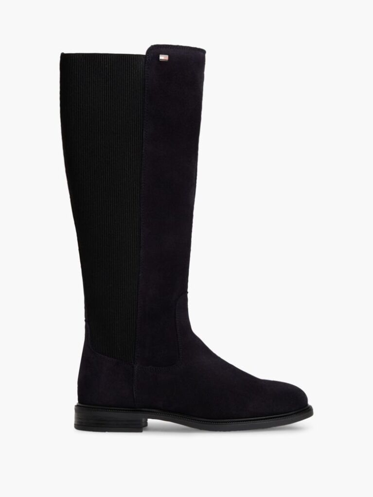 Blue Enamel Flag Suede High Chelsea Boots  Women