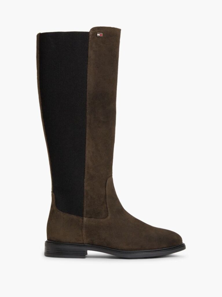 Brown Enamel Flag Suede High Chelsea Boots  Women