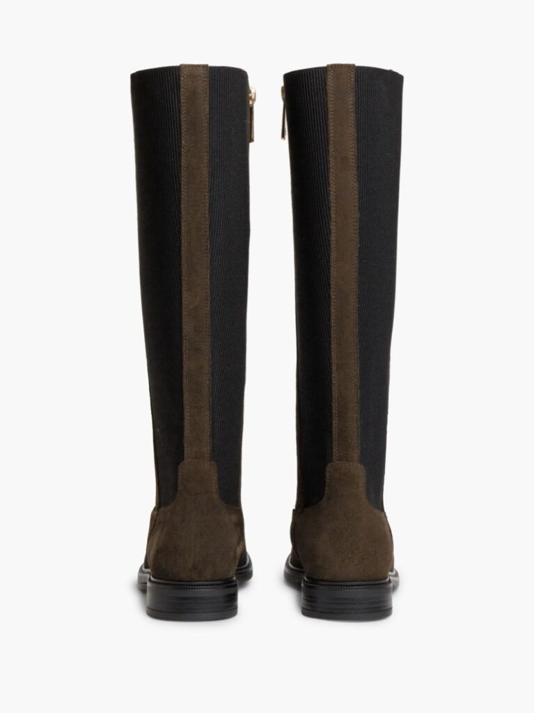 Brown Enamel Flag Suede High Chelsea Boots  Women