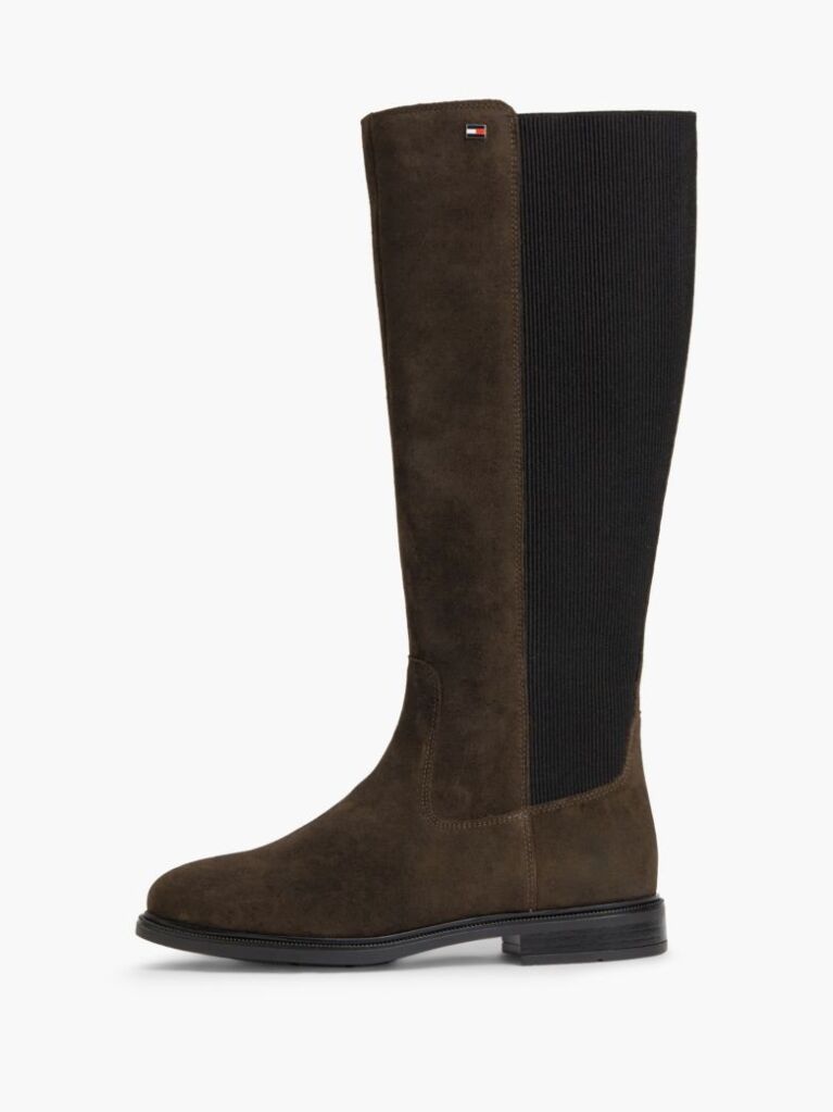 Brown Enamel Flag Suede High Chelsea Boots  Women