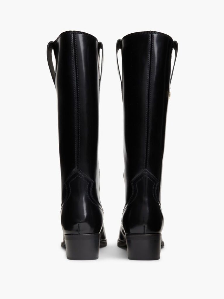 Black TH Monogram Leather Cowboy Boots  Women