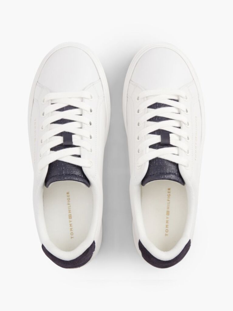 Μπεζ TH Monogram Δερμάτινα Sneakers Σε Στιλ Πλατφόρμας  Γυναίκες