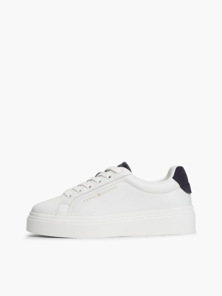Μπεζ TH Monogram Δερμάτινα Sneakers Σε Στιλ Πλατφόρμας  Γυναίκες