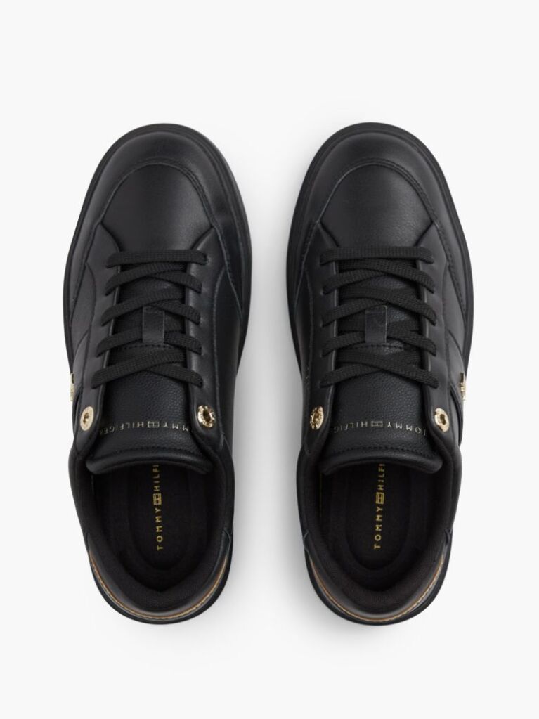 Μαύρο Δερμάτινα Sneakers Με Ανάγλυφο Φινίρισμα  Γυναίκες