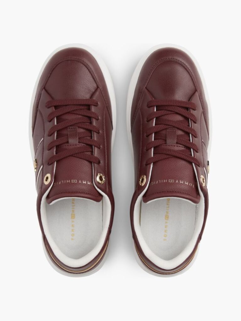 Κόκκινο Δερμάτινα Sneakers Με Ανάγλυφο Φινίρισμα  Γυναίκες