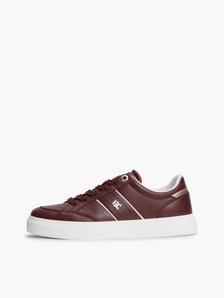 Κόκκινο Δερμάτινα Sneakers Με Ανάγλυφο Φινίρισμα  Γυναίκες