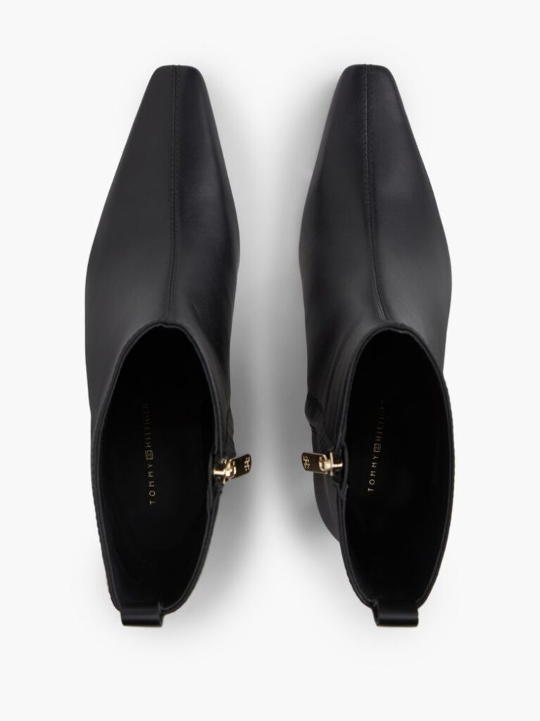 Black Kitten Heel Leather Ankle Boots  Women