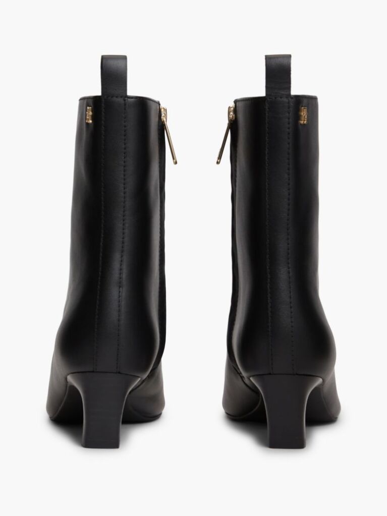 Black Kitten Heel Leather Ankle Boots  Women