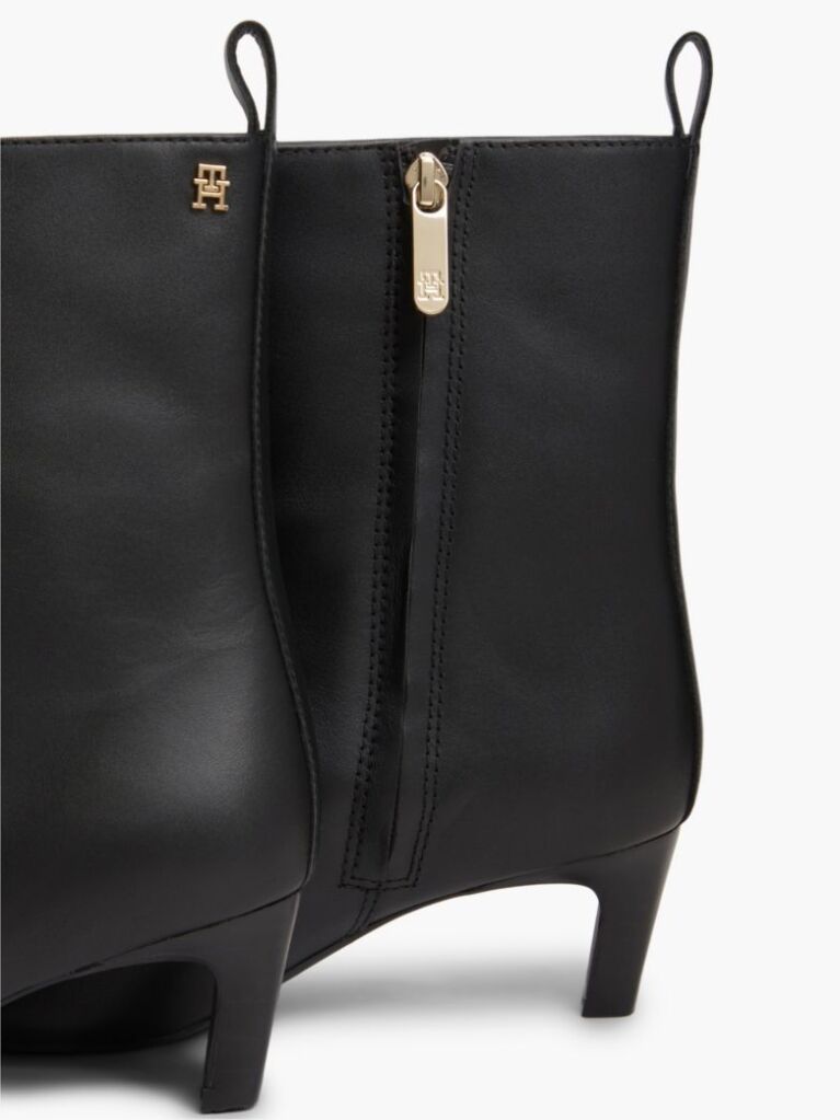 Black Kitten Heel Leather Ankle Boots  Women