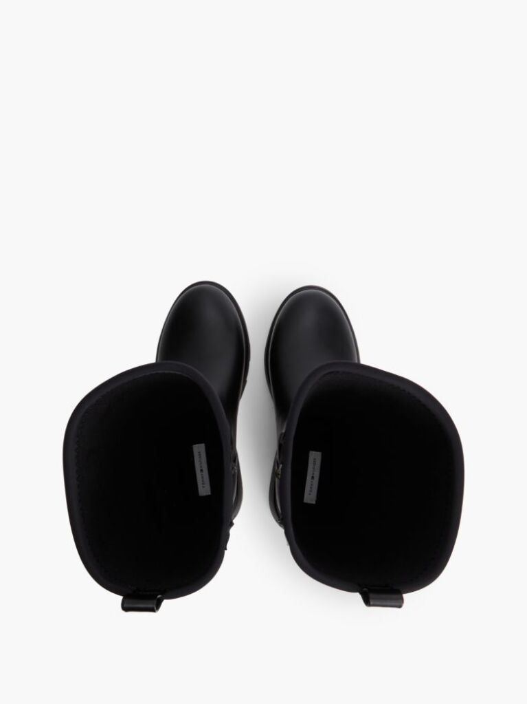 Black TH Monogram Knee-High Cleat Rain Boots  Women