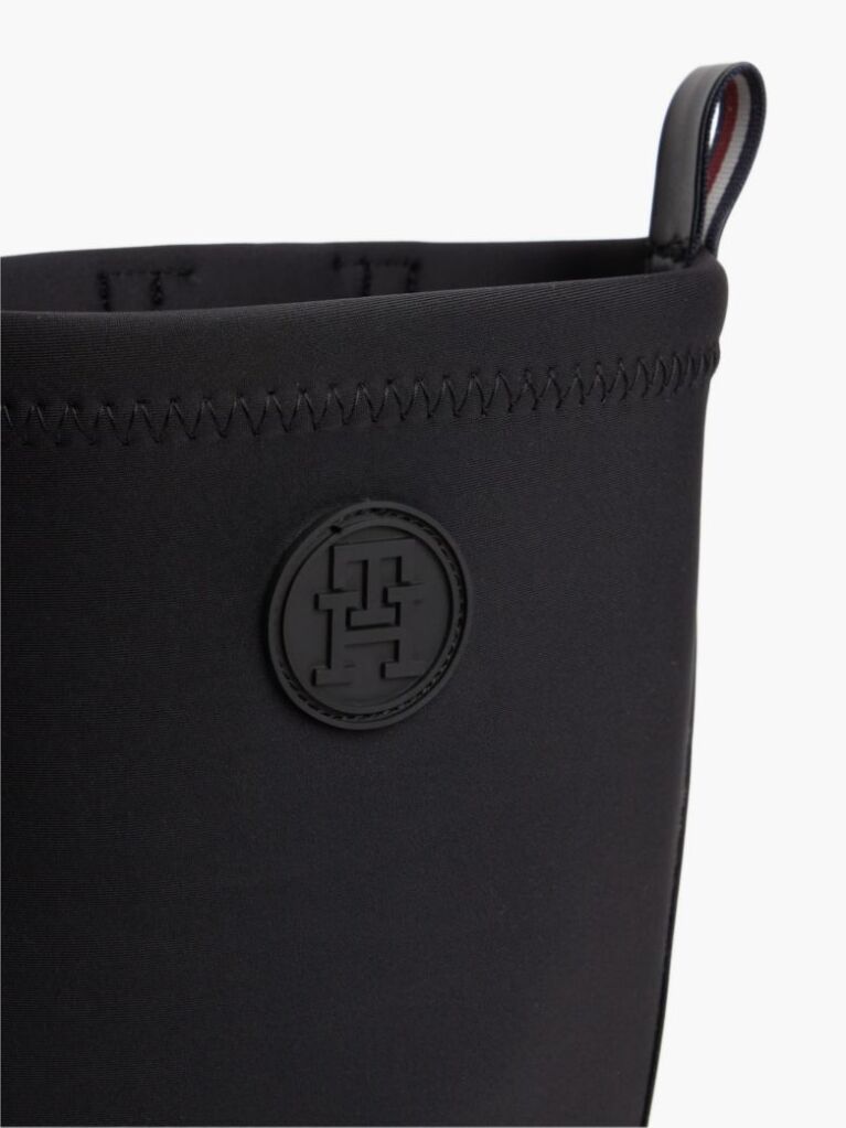 Black TH Monogram Knee-High Cleat Rain Boots  Women