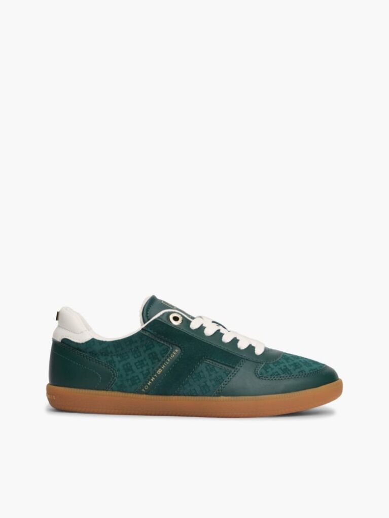 Green Embossed TH Monogram Leather Sneakers  Women