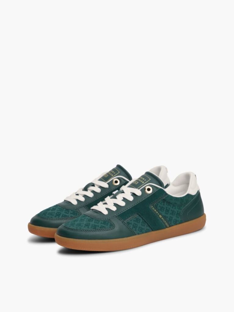 Green Embossed TH Monogram Leather Sneakers  Women