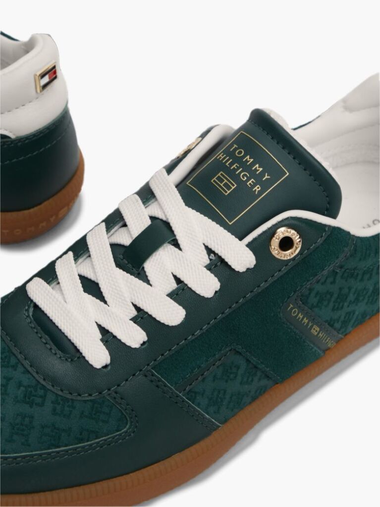 Green Embossed TH Monogram Leather Sneakers  Women