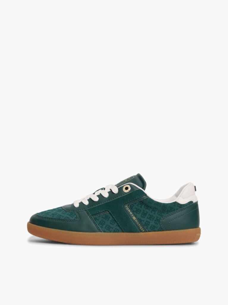Green Embossed TH Monogram Leather Sneakers  Women