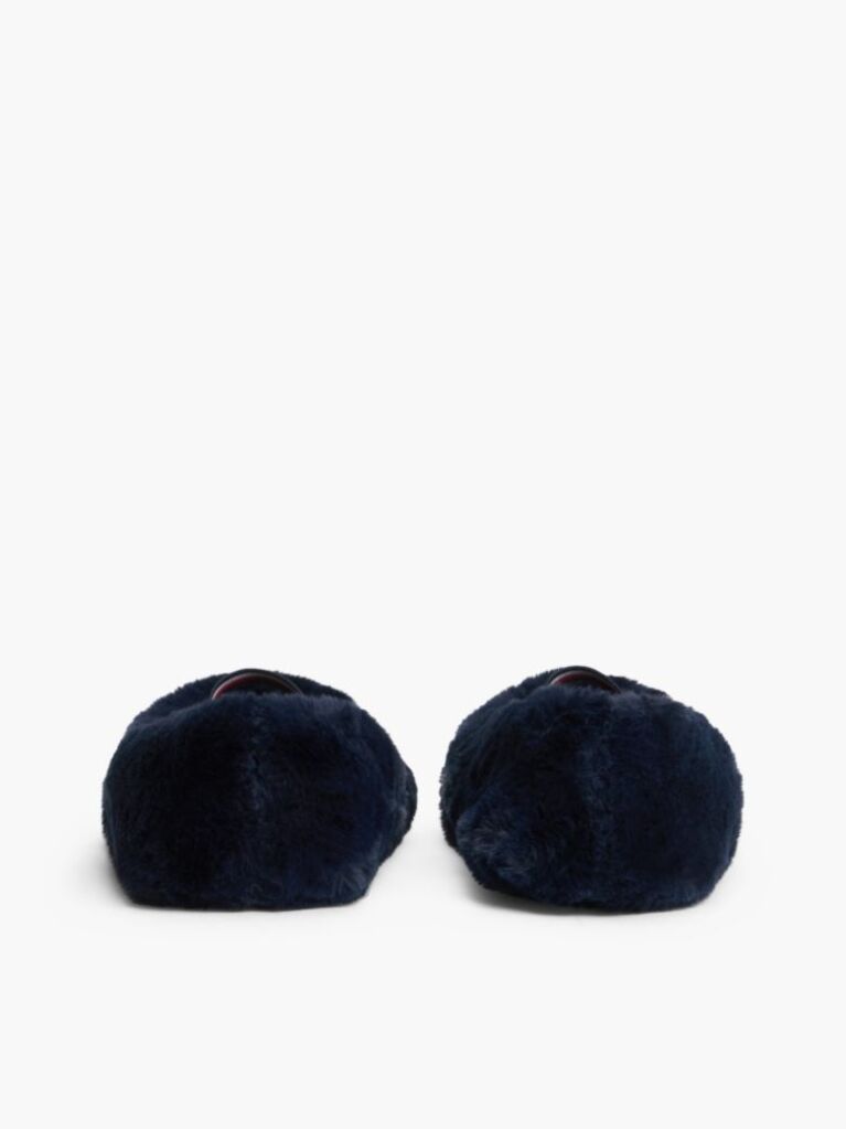 Blue Faux Fur Ballerina Slippers  Women