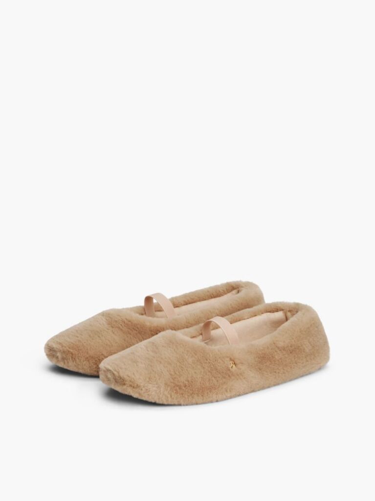Pink Faux Fur Ballerina Slippers  Women