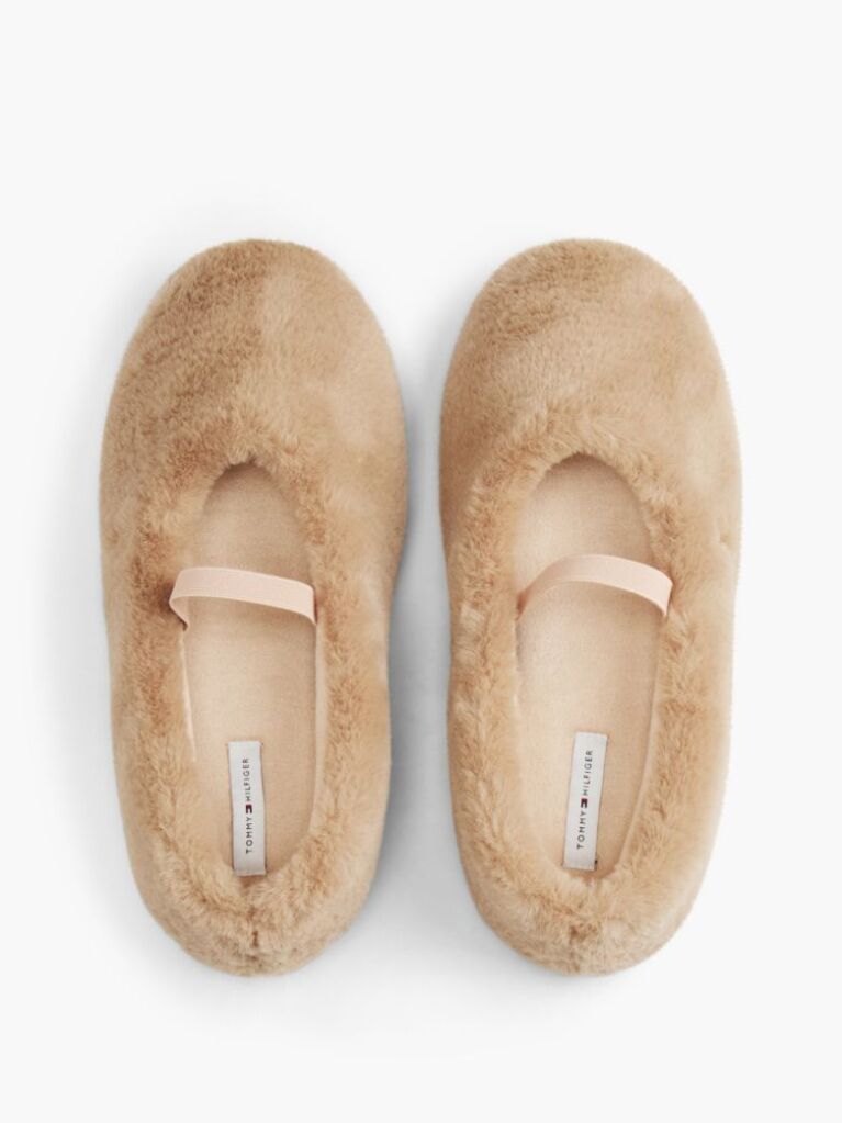 Pink Faux Fur Ballerina Slippers  Women