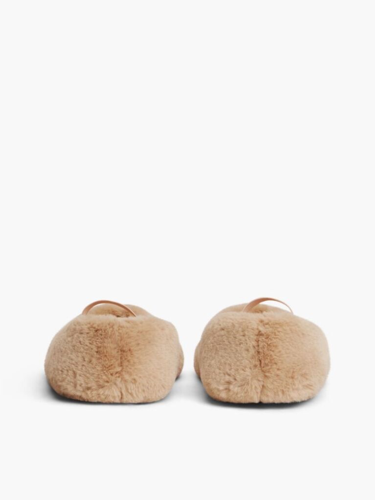 Pink Faux Fur Ballerina Slippers  Women