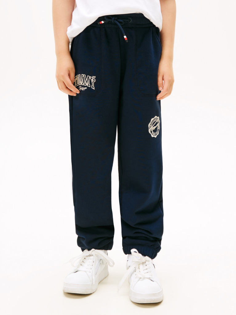 Blue Varsity Embroidery Regular Joggers  Boys