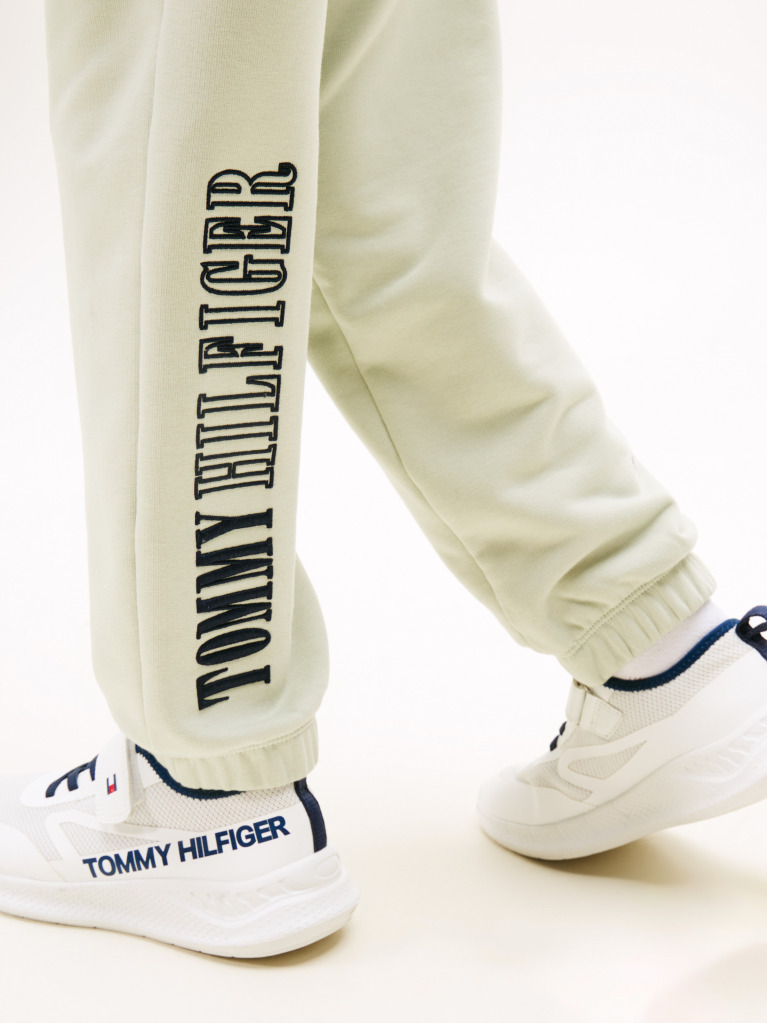 Green Varsity Embroidery Regular Joggers  Boys