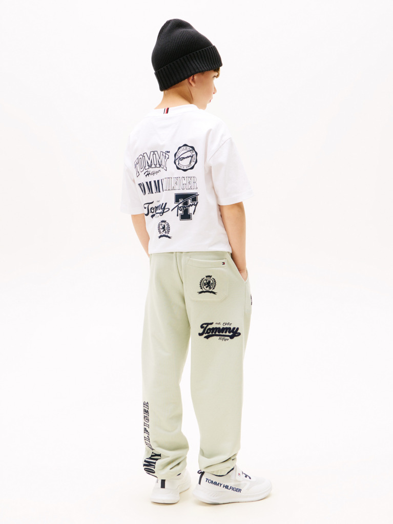 Green Varsity Embroidery Regular Joggers  Boys