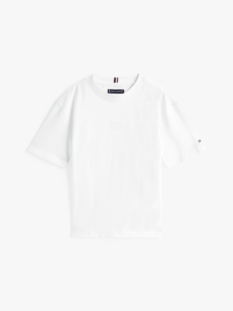 White Tonal Flag Embroidery T-Shirt  Boys