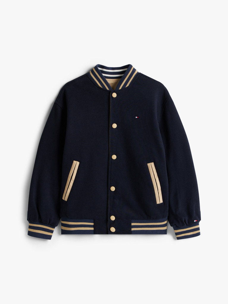 Beige Reversible Back Logo Relaxed Bomber Jacket  Boys