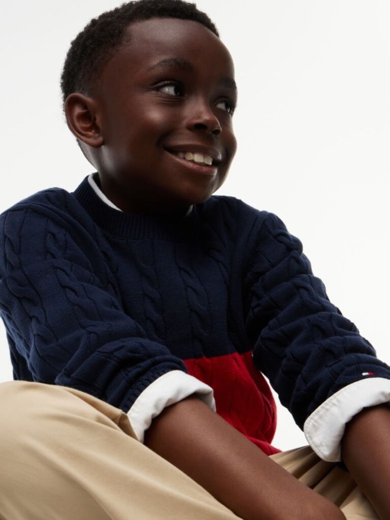Blue Cotton Cable Sweater  Boys