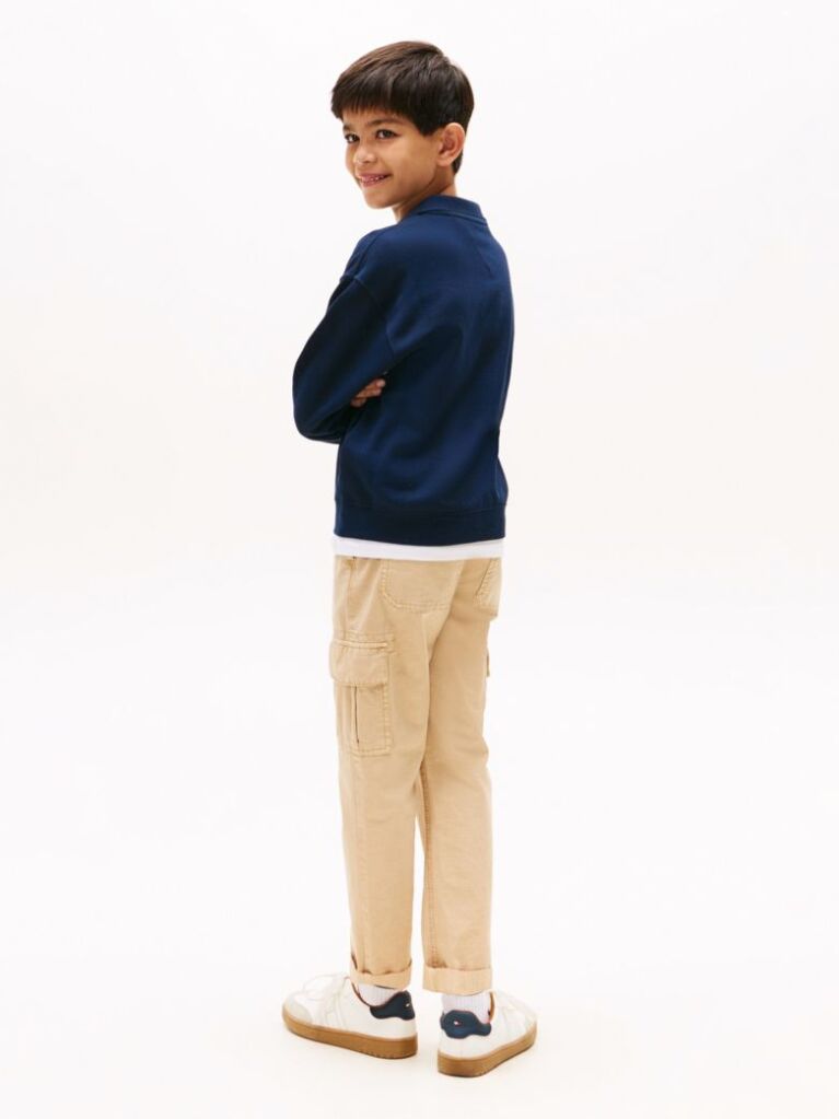 Blue Curved Graphic Polo Collar Sweatshirt  Boys