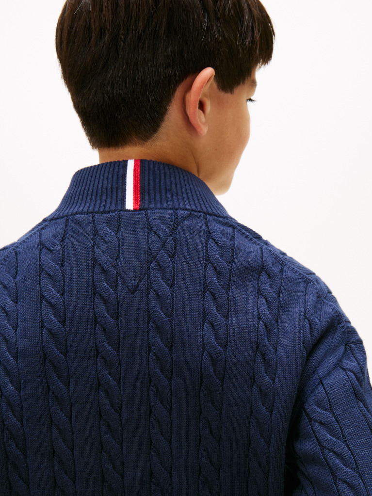 Blue Half-Zip Cable Knit Jumper  Boys