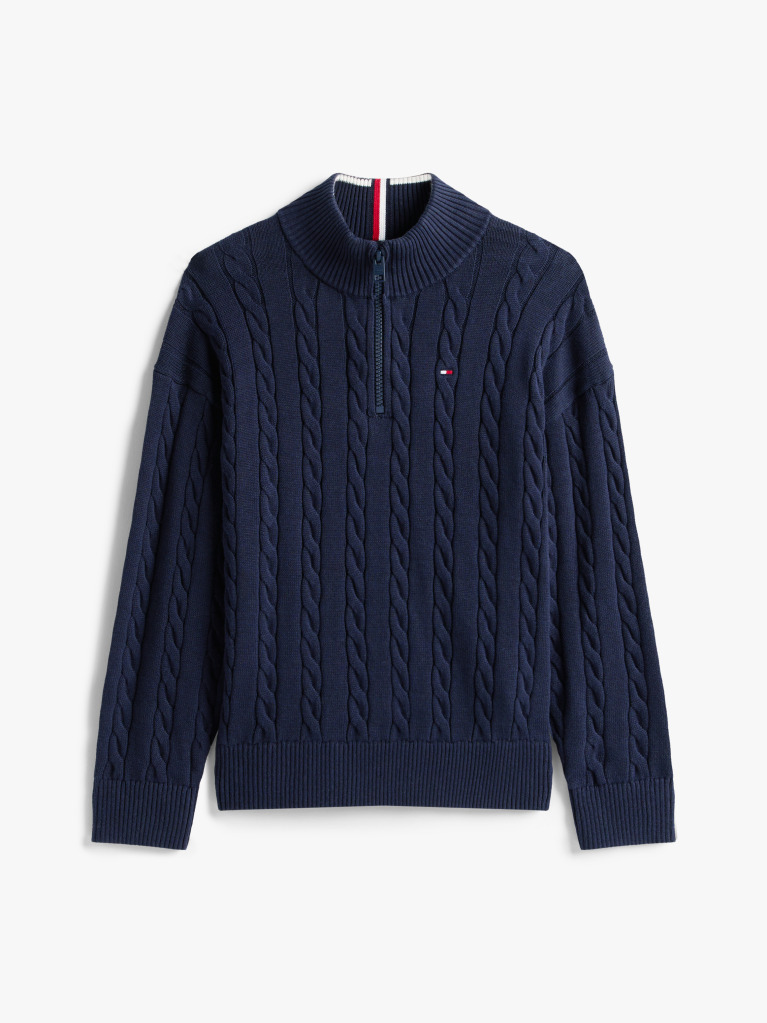 Blue Half-Zip Cable Knit Jumper  Boys