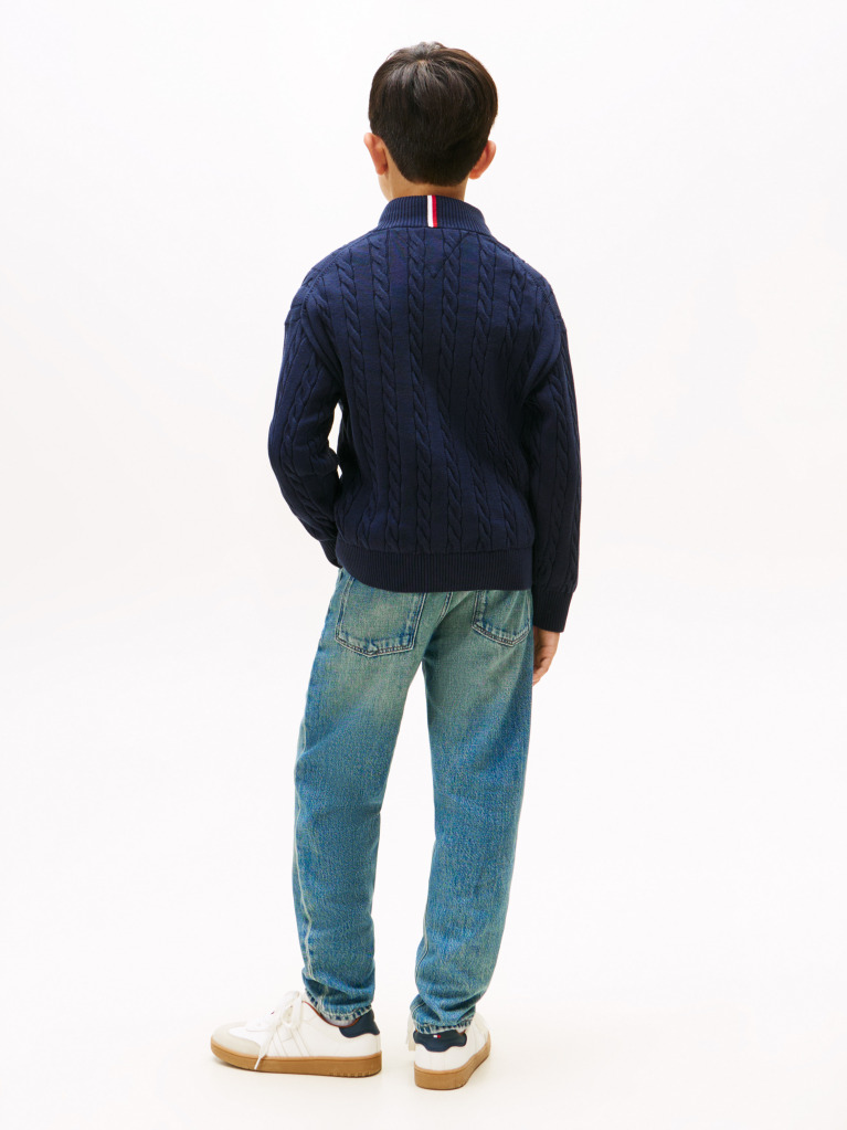 Blue Half-Zip Cable Knit Jumper  Boys