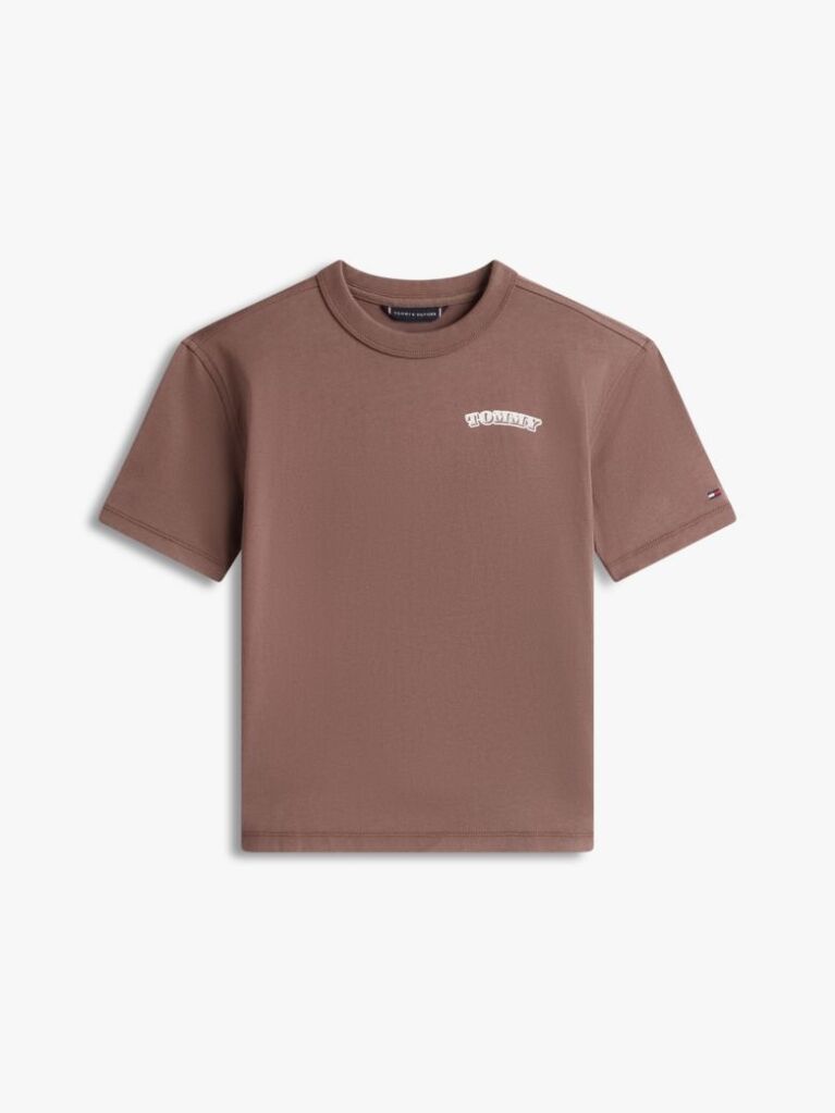 Brown Textured Back Logo Jersey T-Shirt  Boys