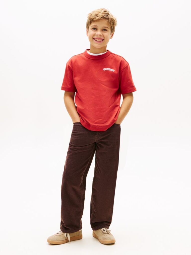 Red Textured Back Logo Jersey T-Shirt  Boys