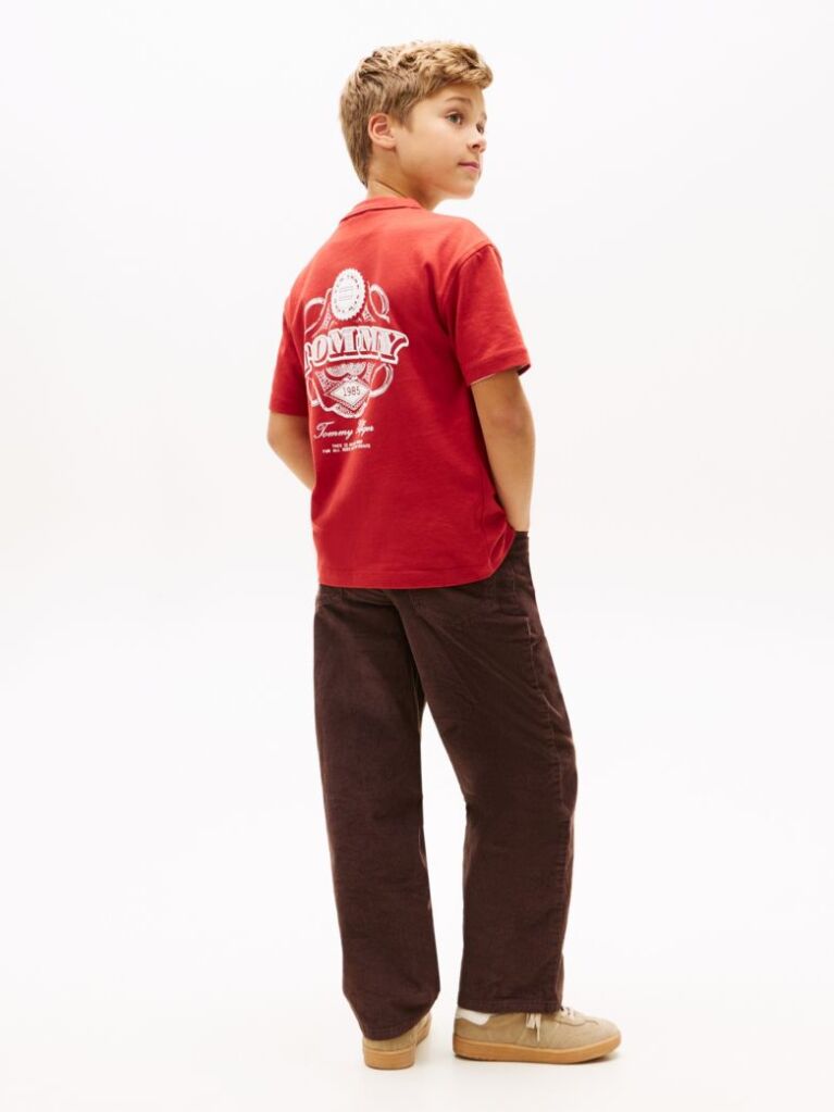Red Textured Back Logo Jersey T-Shirt  Boys