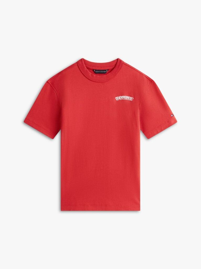 Red Textured Back Logo Jersey T-Shirt  Boys