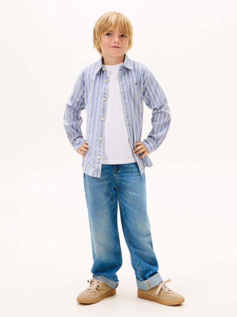 Blue Festive Regular Fit Stripe Oxford Shirt  Boys