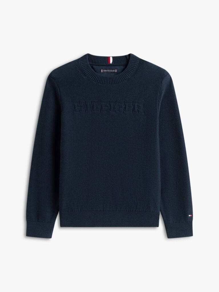 Blue Monotype Graphic Crew Neck Sweater  Boys