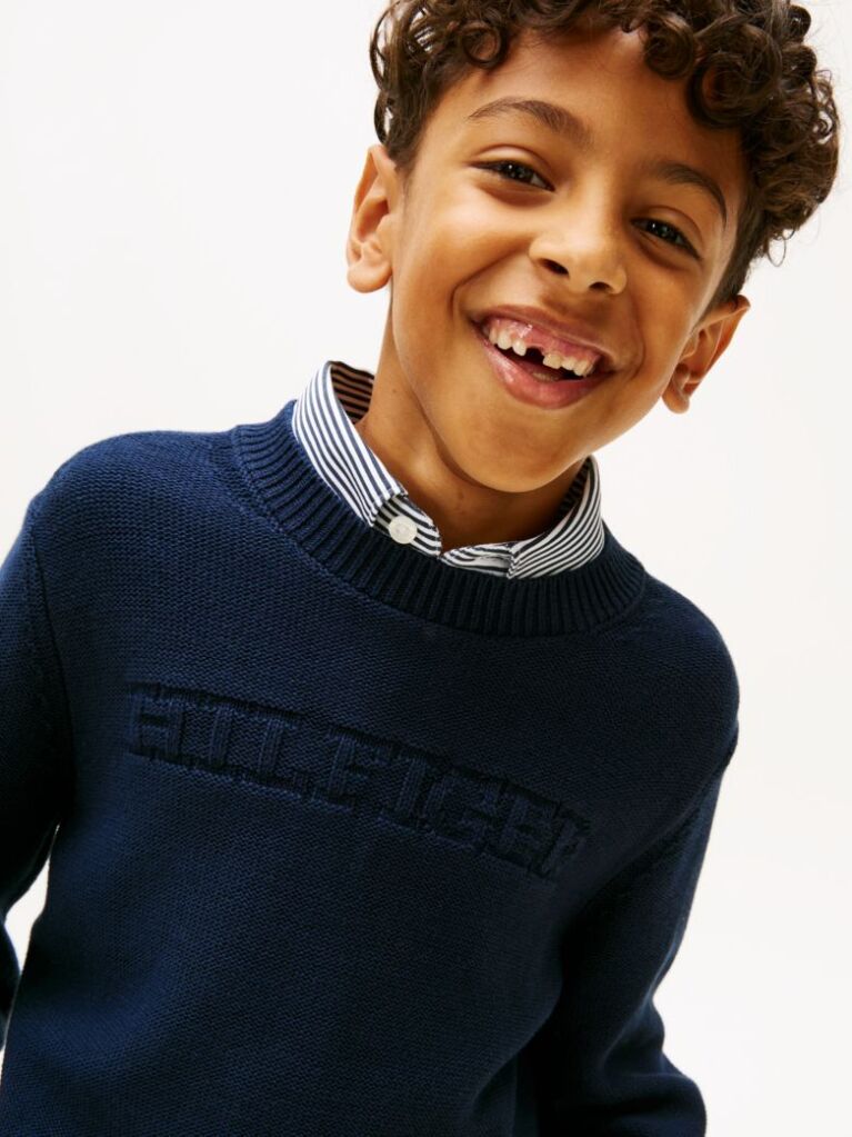 Blue Monotype Graphic Crew Neck Sweater  Boys