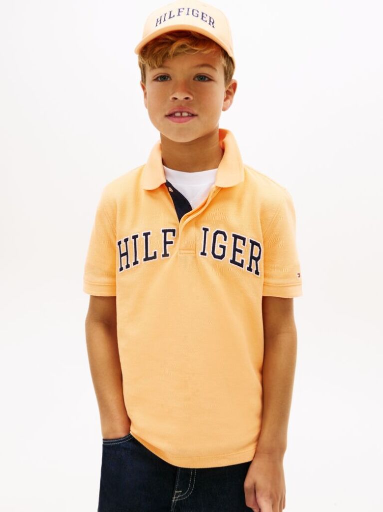 Orange Regular Fit Textured Polo Shirt  Boys