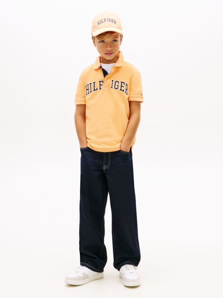 Orange Regular Fit Textured Polo Shirt  Boys
