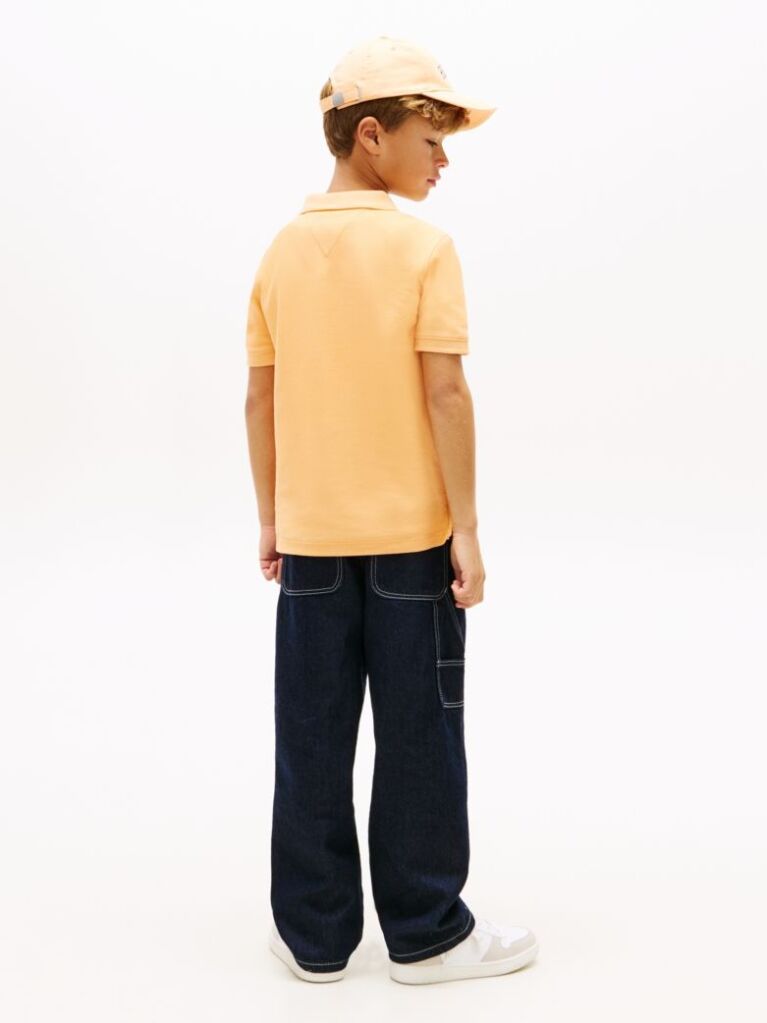 Orange Regular Fit Textured Polo Shirt  Boys