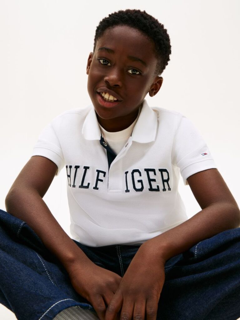 White Regular Fit Textured Polo Shirt  Boys