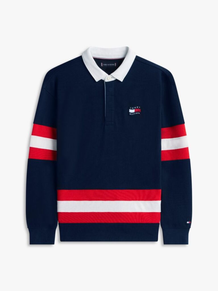 Blue Back Graphic Long Sleeve Polo Shirt  Boys