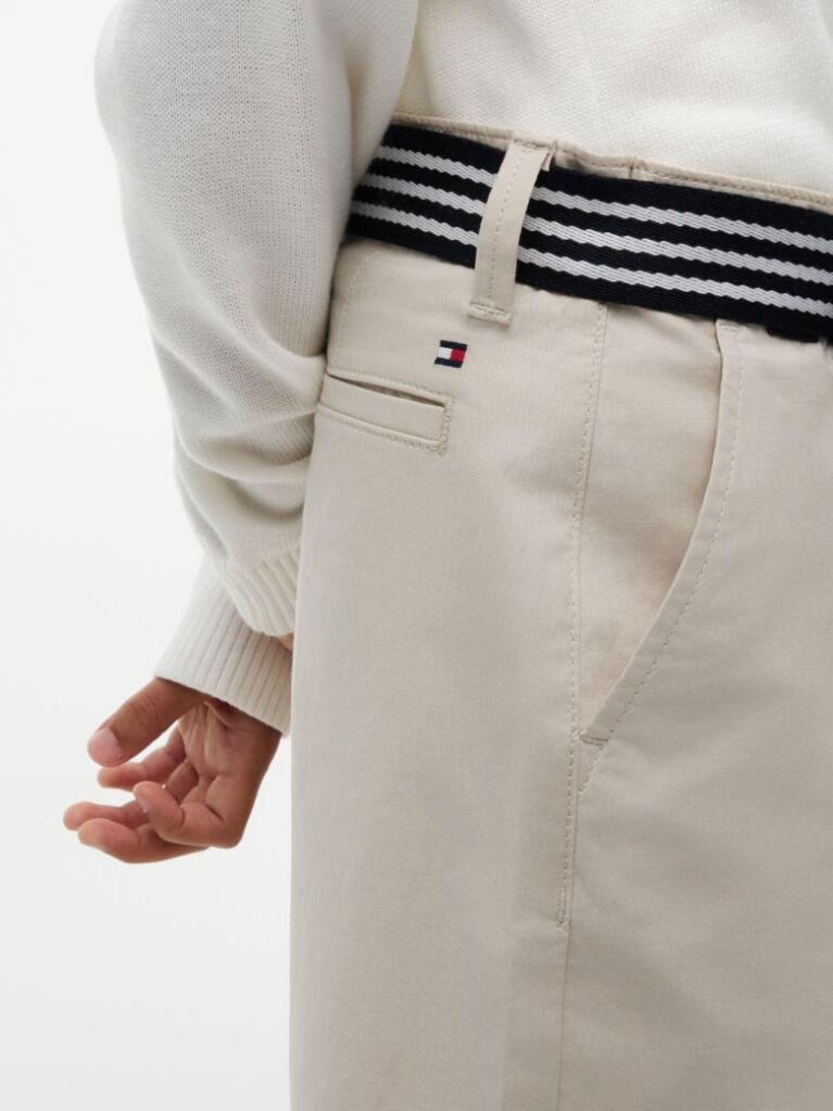 Beige Essential Signature Belt Loose Chino Shorts  Boys