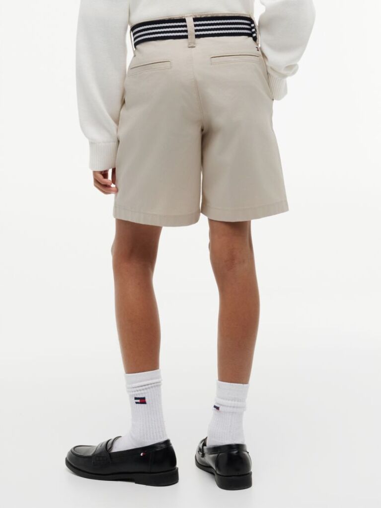 Beige Essential Signature Belt Loose Chino Shorts  Boys