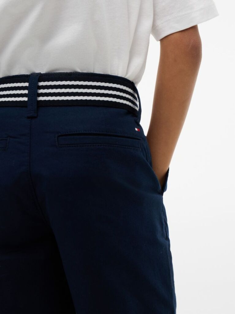 Blue Essential Signature Belt Loose Chino Shorts  Boys