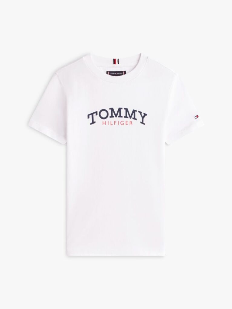 Άσπρο T-Shirt Με Λογότυπο Και Κλασική Λαιμόκοψη  Αγόρια